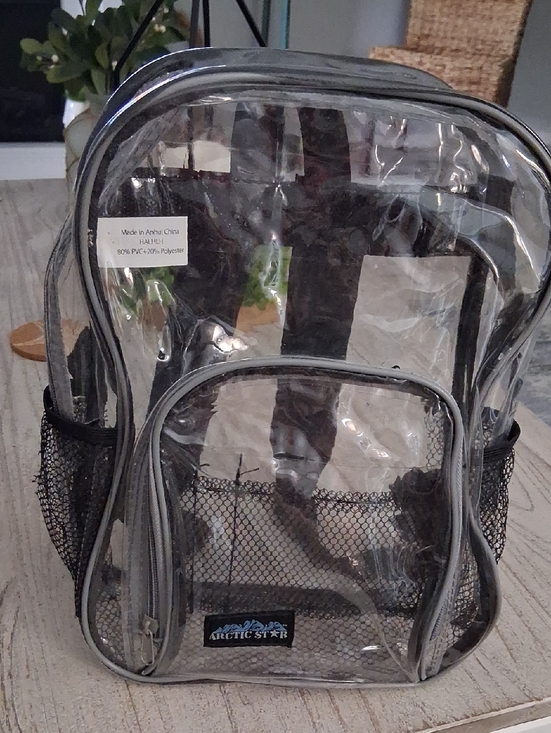 Arctic Star Handbags - Clear Transparent Backpack with Black Trim